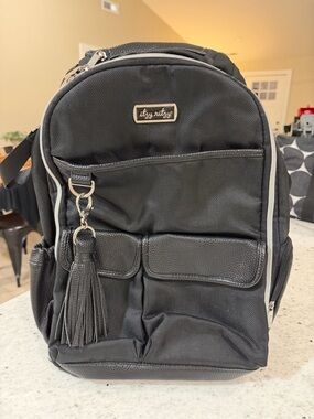 Itzy Ritzy Black Diaper Backpack with Tassel Charm
